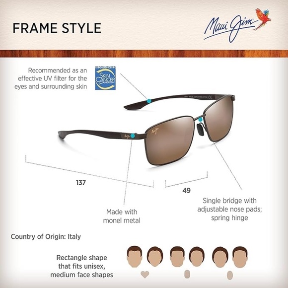 Excellent condition unisex Maui Jim Ka'ala rectangle polarized plus 2 sunglasses - Picture 6 of 11